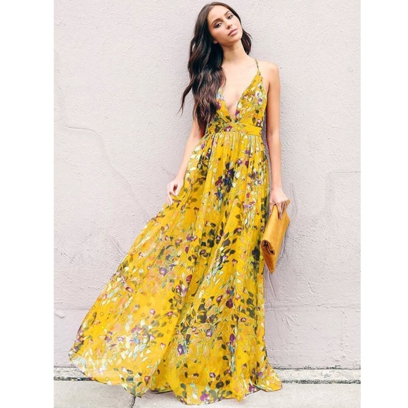 Backless Bohemia Floral V Neck Maxi Dress - Picture 4 of 8